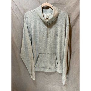 Victoria‎ Secret Love Pink Sweater Womens Small Grey Spell Out 1/4 Zip Ladies